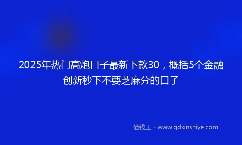 2025年热门高炮口子最新下款30，概括5个金融创新秒下不要芝麻分的口子