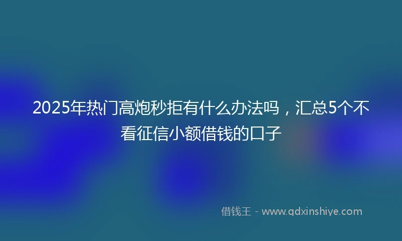 2025年热门高炮秒拒有什么办法吗，汇总5个不看征信小额借钱的口子