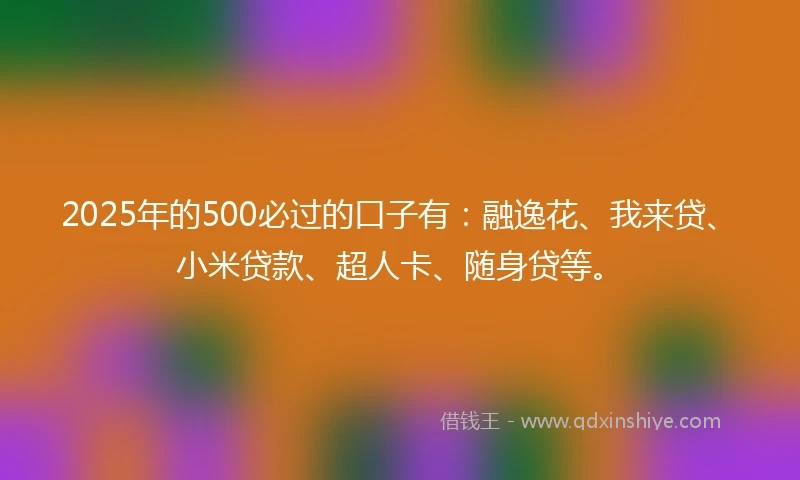 2025年的500必过的口子有：融逸花、我来贷、小米贷款、超人卡、随身贷等。