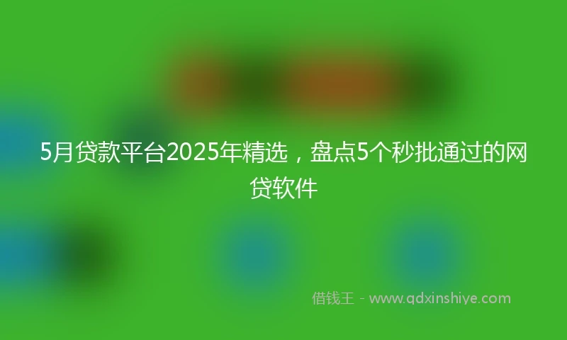 5月贷款平台2025年精选，盘点5个秒批通过的网贷软件