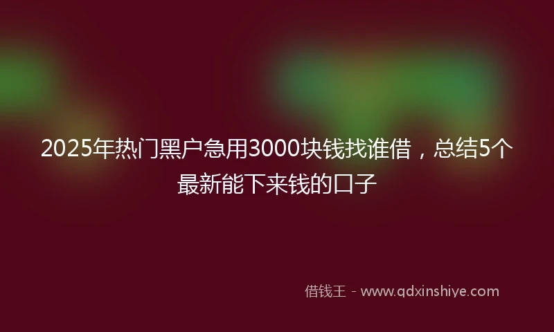 2025年热门黑户急用3000块钱找谁借，总结5个最新能下来钱的口子