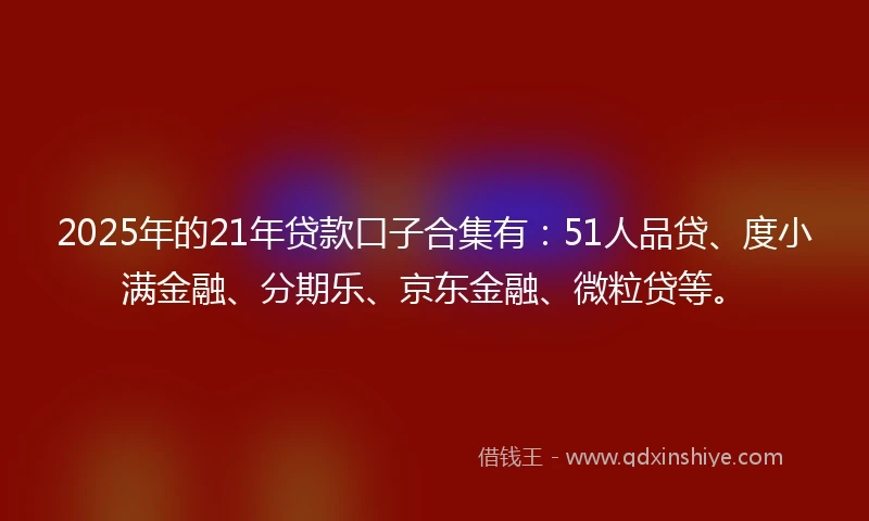 2025年的21年贷款口子合集有：51人品贷、度小满金融、分期乐、京东金融、微粒贷等。