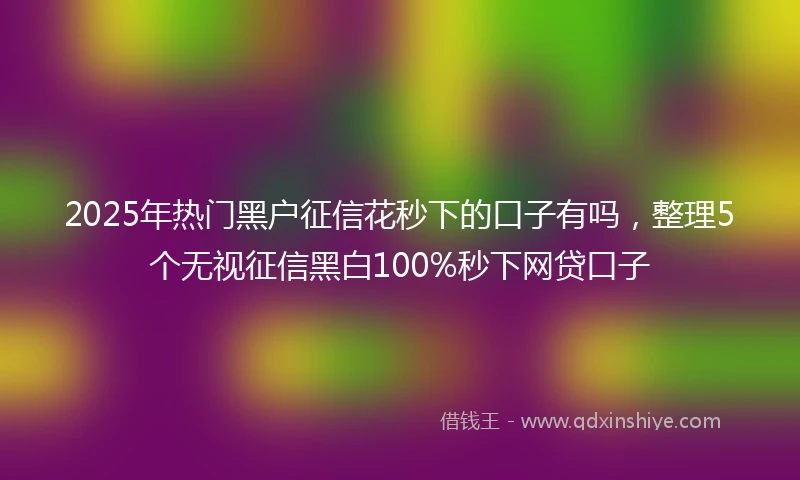 2025年热门黑户征信花秒下的口子有吗，整理5个无视征信黑白100%秒下网贷口子