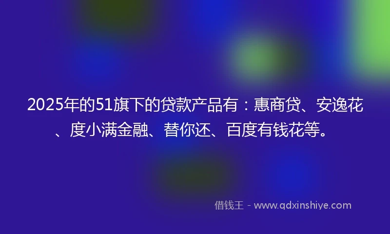 2025年的51旗下的贷款产品有：惠商贷、安逸花、度小满金融、替你还、百度有钱花等。