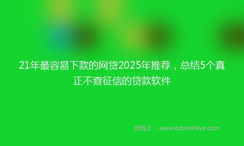 21年最容易下款的网贷2025年推荐，总结5个真正不查征信的贷款软件