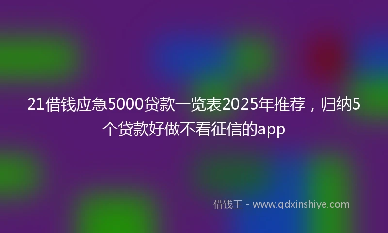 21借钱应急5000贷款一览表2025年推荐，归纳5个贷款好做不看征信的app