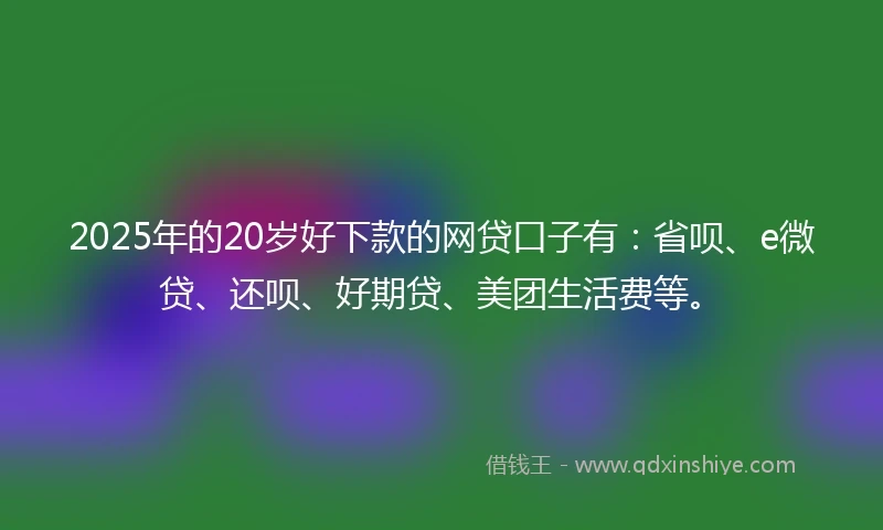 2025年的20岁好下款的网贷口子有：省呗、e微贷、还呗、好期贷、美团生活费等。