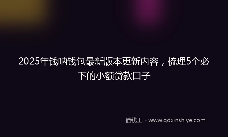 2025年钱呐钱包最新版本更新内容，梳理5个必下的小额贷款口子