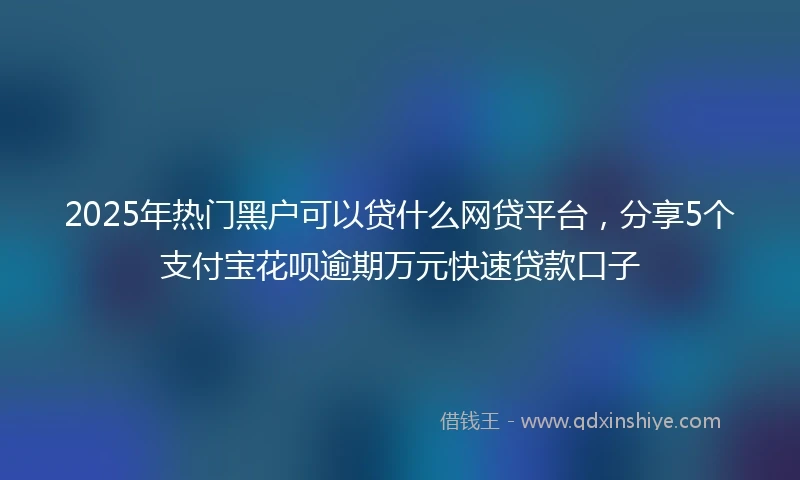 2025年热门黑户可以贷什么网贷平台，分享5个支付宝花呗逾期万元快速贷款口子