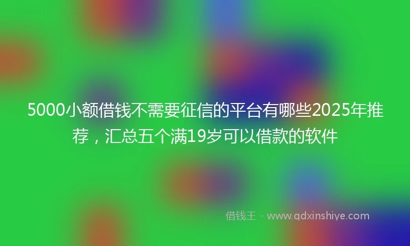 5000小额借钱不需要征信的平台有哪些2025年推荐，汇总五个满19岁可以借款的软件