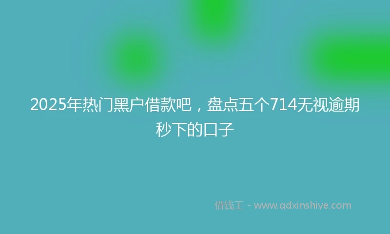 2025年热门黑户借款吧，盘点五个714无视逾期秒下的口子