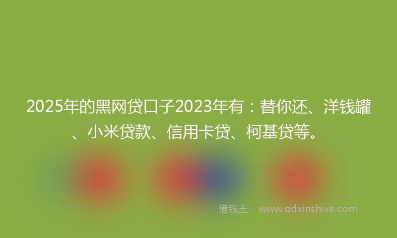 2025年的黑网贷口子2023年有：替你还、洋钱罐、小米贷款、信用卡贷、柯基贷等。