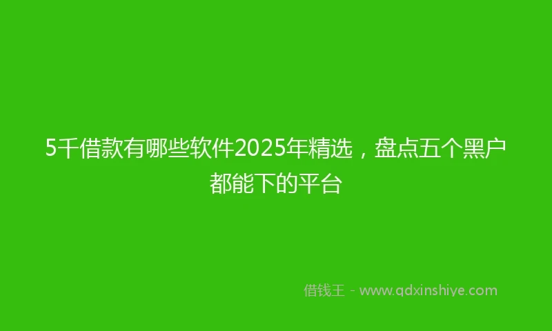 5千借款有哪些软件2025年精选，盘点五个黑户都能下的平台