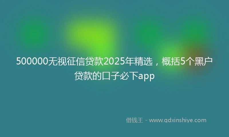 500000无视征信贷款2025年精选，概括5个黑户贷款的口子必下app
