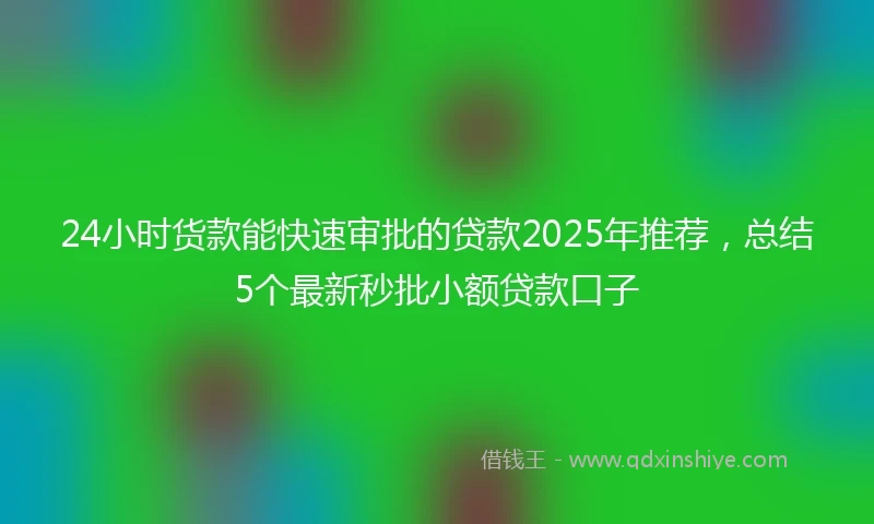 24小时货款能快速审批的贷款2025年推荐，总结5个最新秒批小额贷款口子