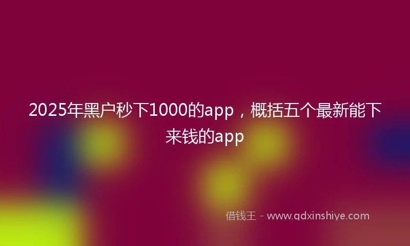 2025年黑户秒下1000的app，概括五个最新能下来钱的app