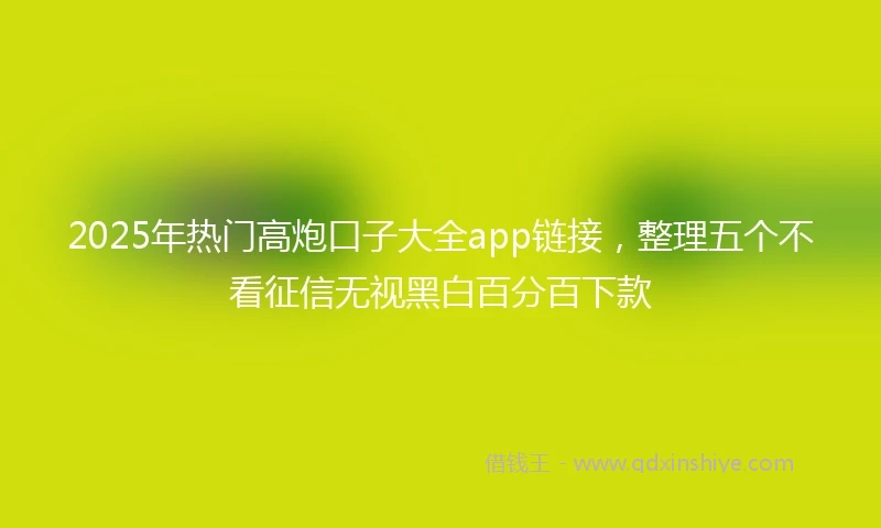2025年热门高炮口子大全app链接，整理五个不看征信无视黑白百分百下款