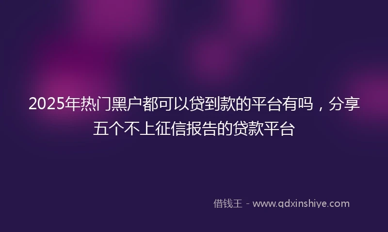 2025年热门黑户都可以贷到款的平台有吗，分享五个不上征信报告的贷款平台