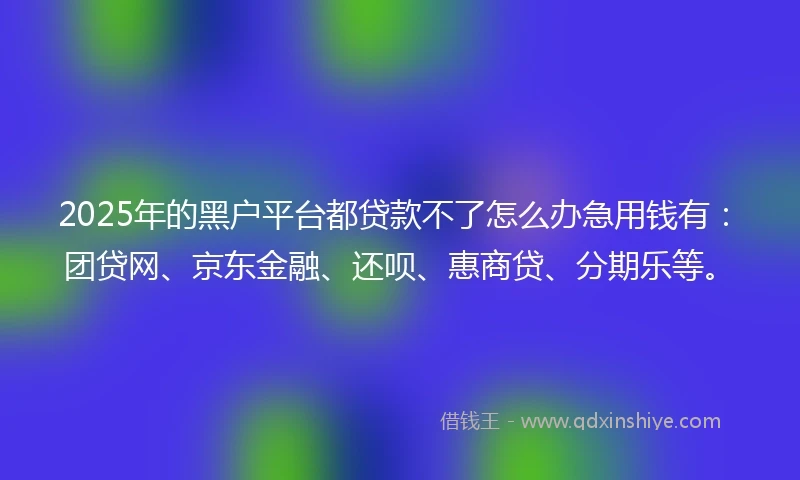 2025年的黑户平台都贷款不了怎么办急用钱有：团贷网、京东金融、还呗、惠商贷、分期乐等。