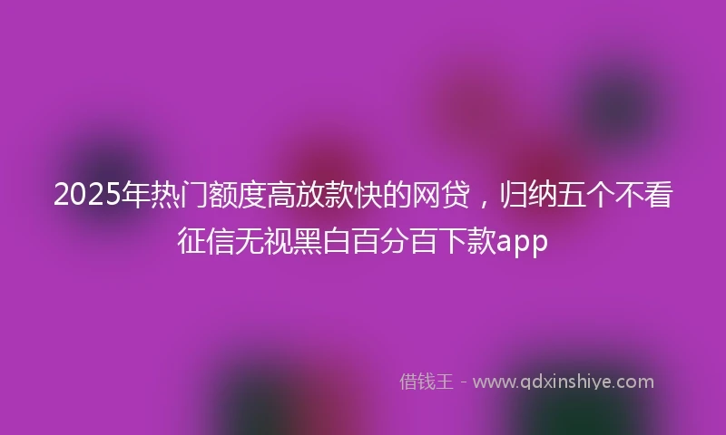 2025年热门额度高放款快的网贷，归纳五个不看征信无视黑白百分百下款app