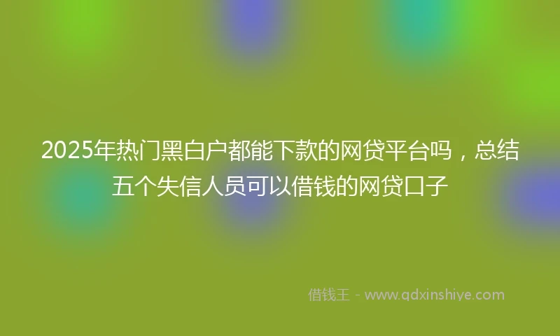 2025年热门黑白户都能下款的网贷平台吗，总结五个失信人员可以借钱的网贷口子