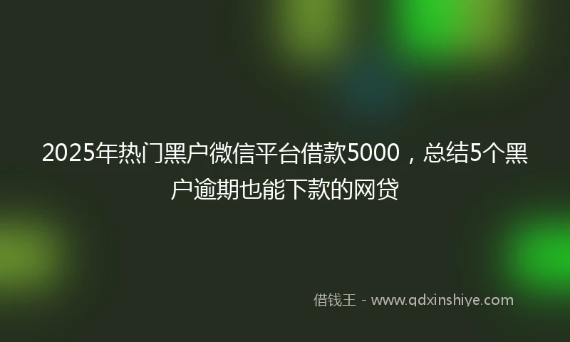 2025年热门黑户微信平台借款5000，总结5个黑户逾期也能下款的网贷