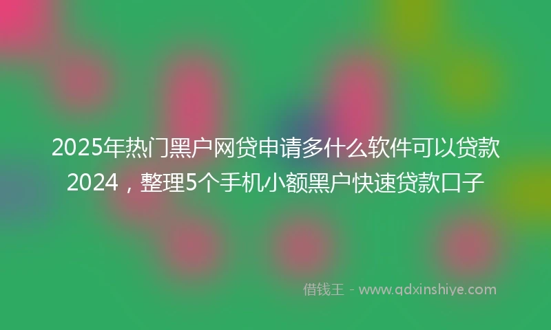 2025年热门黑户网贷申请多什么软件可以贷款2024，整理5个手机小额黑户快速贷款口子