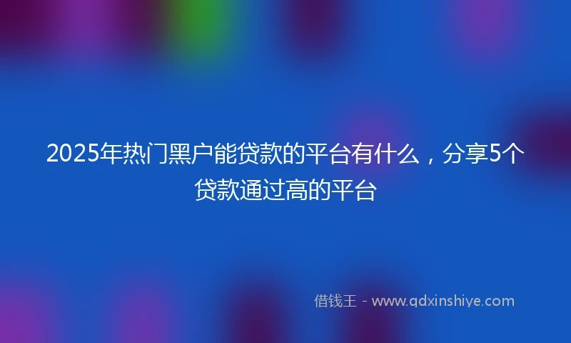 2025年热门黑户能贷款的平台有什么，分享5个贷款通过高的平台