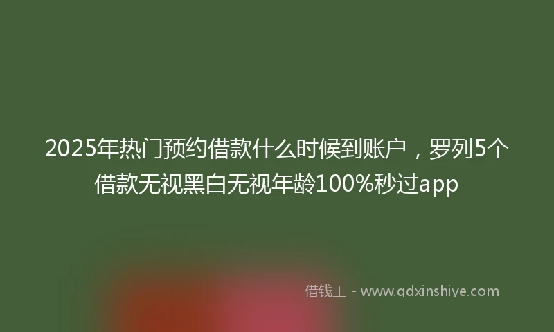 2025年热门预约借款什么时候到账户，罗列5个借款无视黑白无视年龄100%秒过app