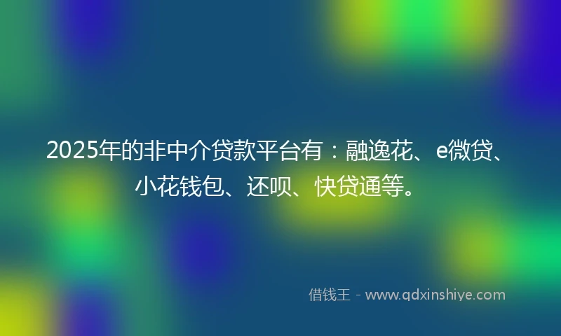2025年的非中介贷款平台有：融逸花、e微贷、小花钱包、还呗、快贷通等。