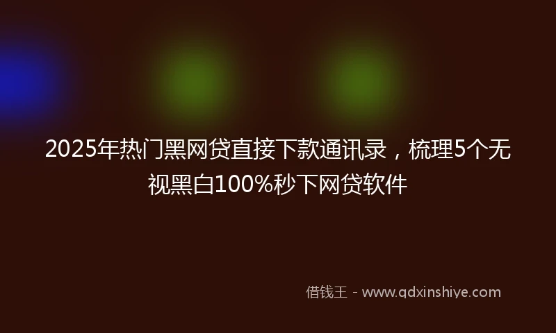 2025年热门黑网贷直接下款通讯录，梳理5个无视黑白100%秒下网贷软件