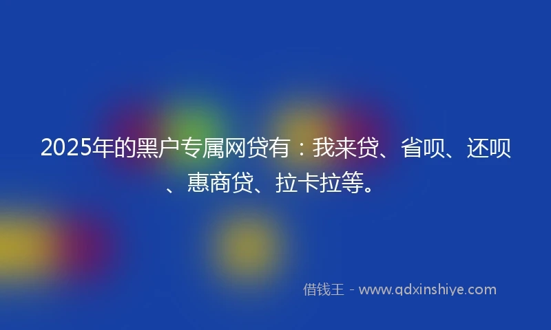 2025年的黑户专属网贷有：我来贷、省呗、还呗、惠商贷、拉卡拉等。