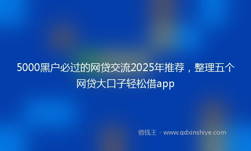 5000黑户必过的网贷交流2025年推荐，整理五个网贷大口子轻松借app