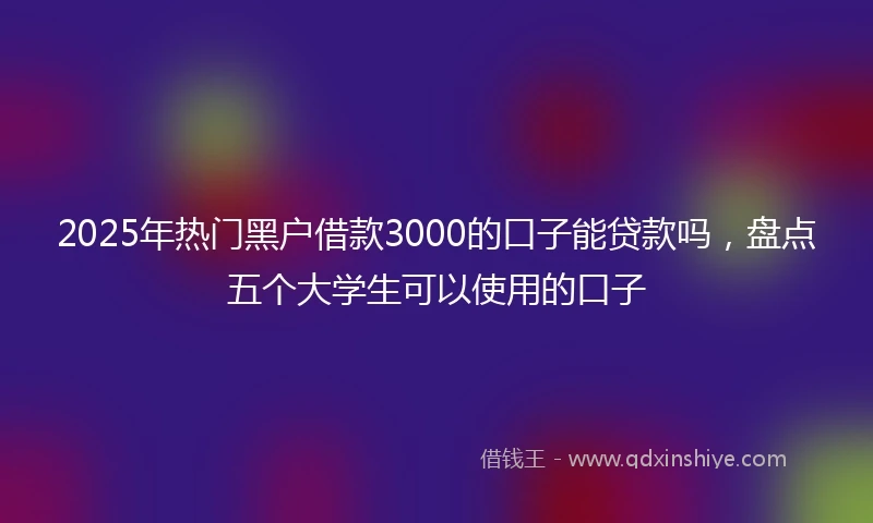 2025年热门黑户借款3000的口子能贷款吗，盘点五个大学生可以使用的口子