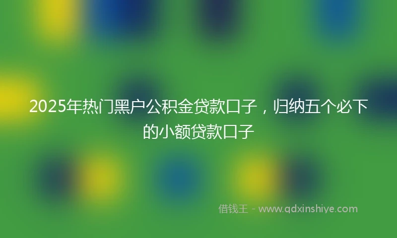 2025年热门黑户公积金贷款口子，归纳五个必下的小额贷款口子