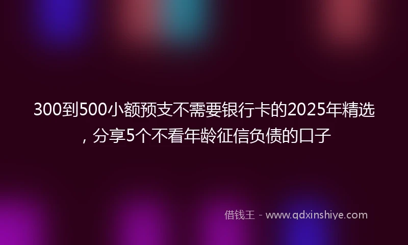 300到500小额预支不需要银行卡的2025年精选，分享5个不看年龄征信负债的口子
