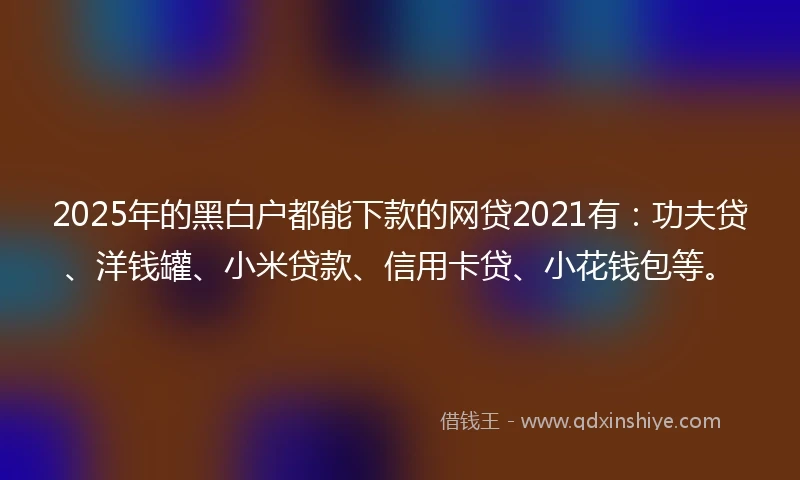 2025年的黑白户都能下款的网贷2021有：功夫贷、洋钱罐、小米贷款、信用卡贷、小花钱包等。