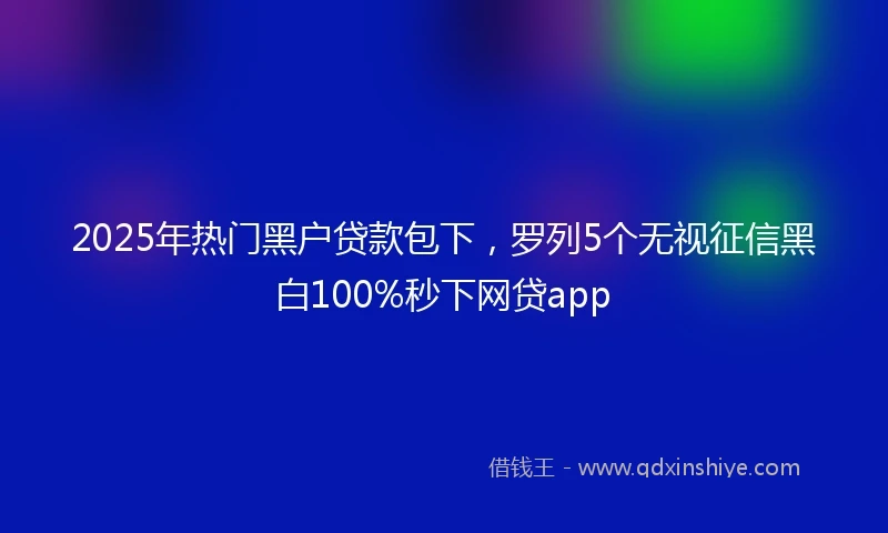2025年热门黑户贷款包下，罗列5个无视征信黑白100%秒下网贷app