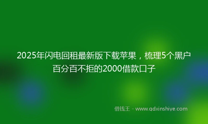 2025年闪电回租最新版下载苹果，梳理5个黑户百分百不拒的2000借款口子
