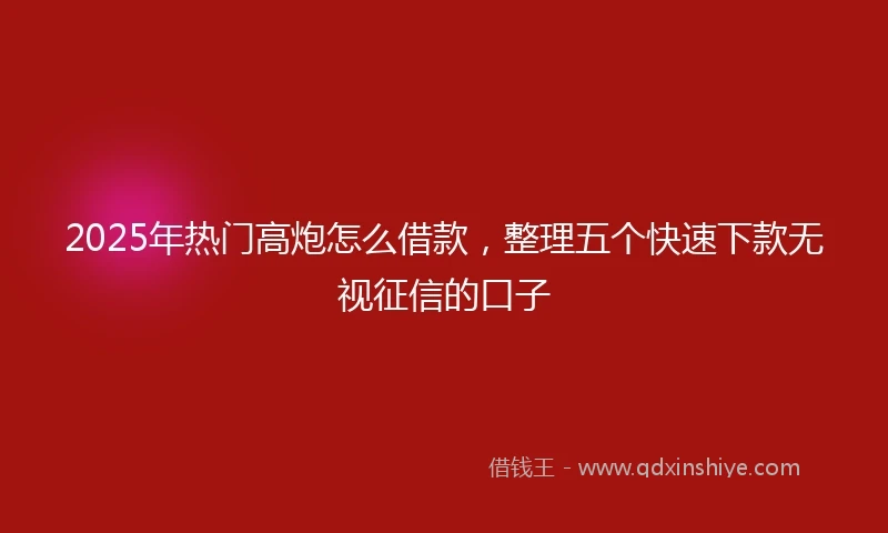 2025年热门高炮怎么借款，整理五个快速下款无视征信的口子