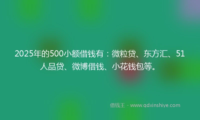 2025年的500小额借钱有：微粒贷、东方汇、51人品贷、微博借钱、小花钱包等。