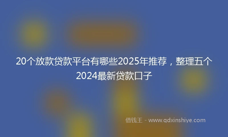 20个放款贷款平台有哪些2025年推荐，整理五个2024最新贷款口子
