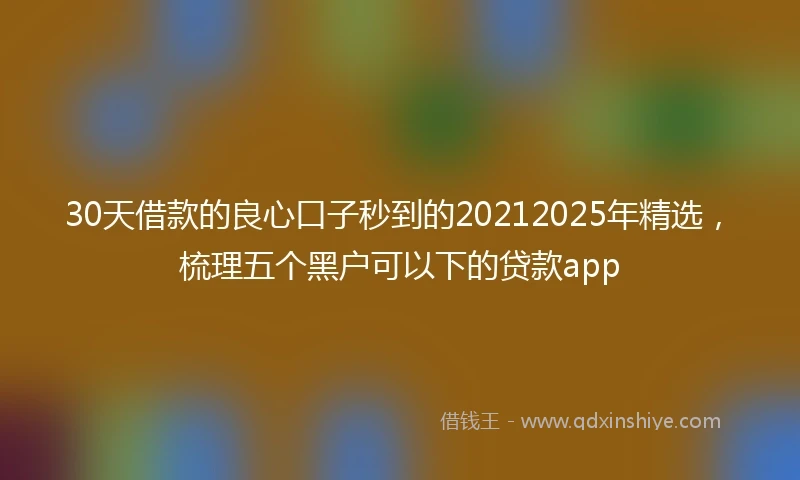 30天借款的良心口子秒到的20212025年精选，梳理五个黑户可以下的贷款app