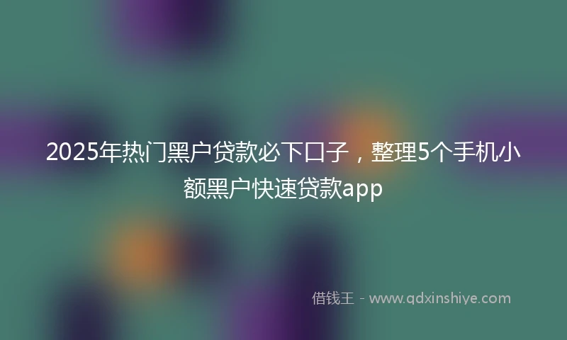 2025年热门黑户贷款必下口子，整理5个手机小额黑户快速贷款app