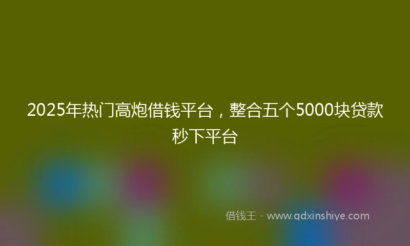 2025年热门高炮借钱平台,整合五个5000块贷款秒下平台