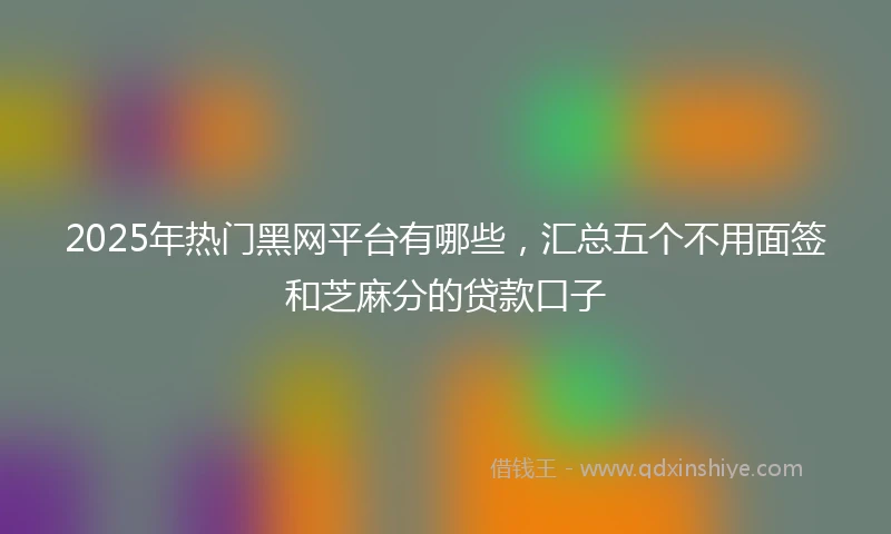 2025年热门黑网平台有哪些，汇总五个不用面签和芝麻分的贷款口子
