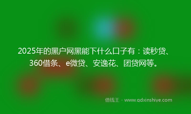 2025年的黑户网黑能下什么口子有：读秒贷、360借条、e微贷、安逸花、团贷网等。