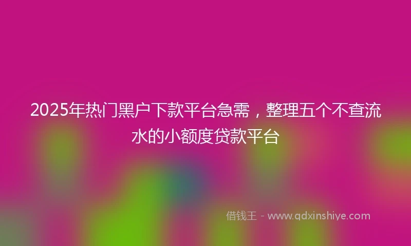2025年热门黑户下款平台急需，整理五个不查流水的小额度贷款平台