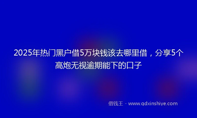2025年热门黑户借5万块钱该去哪里借，分享5个高炮无视逾期能下的口子