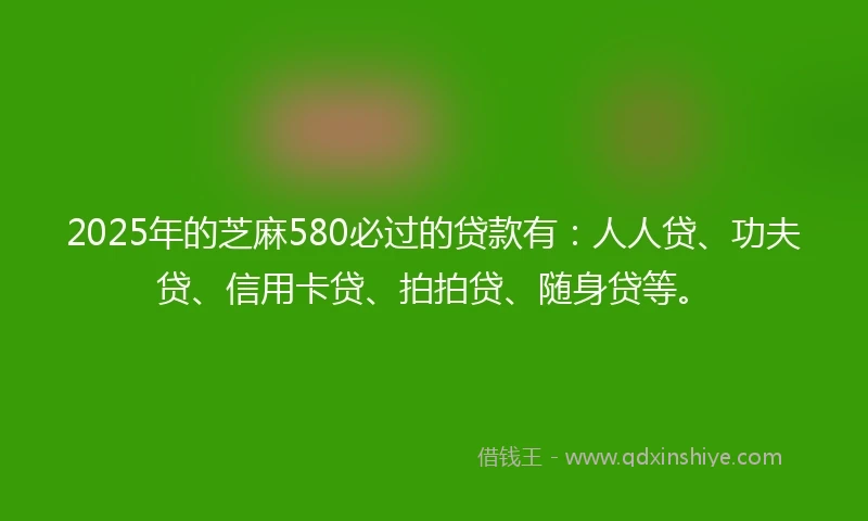 2025年的芝麻580必过的贷款有：人人贷、功夫贷、信用卡贷、拍拍贷、随身贷等。
